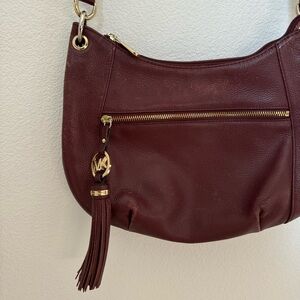 Michael Kors burgundy maroon oxblood leather crossbody